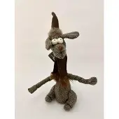 J-Line hond zittend met sjaal, belletje en muts 26cm