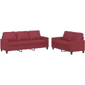 vidaXL 2-delige Loungeset met kussens kunstleer wijnrood