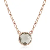 Cavill - Elegante Dames Halsketting - 925 Sterling Zilver - Roségoud Verguld - Braziliaanse Groene Amethist 1,3 Karaat Rond - Tijdloos Design