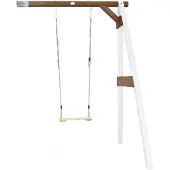 Axi Enkele Schommel van hout in bruin & wit | Schommel met muurbevestiging voor kinderen met houten schommelzitje | Schommelset enkel aan muur voor tuin / buiten