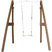Axi Enkele Schommel van hout in wit & bruin | Vrijstaande schommel voor kinderen in met houten schommelzitje | Schommelset enkel voor tuin / buiten