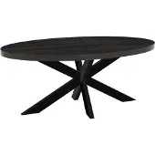 Lizzely Garden & Living Eettafel ovaal mangohout 180cm James zwart ovale industriële tafel duurzaam mango eetkamertafel