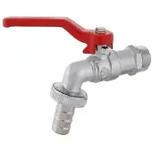 Schlosser JS kogel-uitloopkraan, licht, DN20, 3/4'', hendelgreep rood, mat verchroomd, 0067302020001