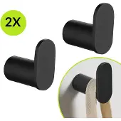 XIVADA Handdoekhaakjes Mila - Schroefset - Rvs - Zwart - Set van 2