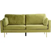 QUVIO 3-zitsbank Rochester - Scandinavisch design - Groen fluweel - Gouden poten