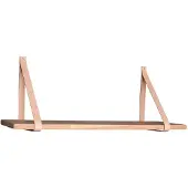 QUVIO Wandplank hout - Hout/Leer - 120x20 cm - Naturel
