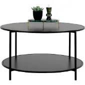 QUVIO Salontafel Gothenburg - Zwart - Ø80x45 cm - Staal en Spaanplaat