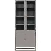 QUVIO Nivo Buffetkast Lichtgrijs - Industrieel Design - Glazen Deuren