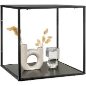 QUVIO Zwarte Wandplank - Staal en Spaanplaat - 36x36x36 cm