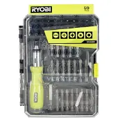 Ryobi Coffret 59 accessoires de vissage-boulonnage avec tournevis à cliquet RAK59SD