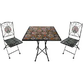 Axi Camilla 3-delige Mozaïek Bistroset Casa del Sol | Bistro Set met tafel & 2 stoelen | Balkonset van metaal & Mozaïek design