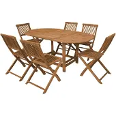 Axi Jadi Teak opklapbare Tuinset met 6 Stoelen