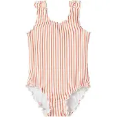 Name it Meisjes badpak geribd nmfzikka strik rood gestreept