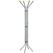 Alco Kapstok zilver metaal - 4 haken met donkerhout knoppen