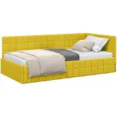 vidaXL Hoek Bed Frame met hoofdeinde Geel 100 cm x 200 cm Fluweel