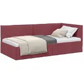 vidaXL Hoek Bed Frame met hoofdeinde Wijnrood 90 x 200 cm Stof
