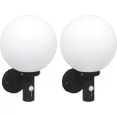 vidaXL Buitenwandlamp 2 st Zwart 28 x 25 x 38 cm RVS en plastic