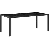 vidaXL Buiten Eettafel Set 7 pcs Zwart 190 x 90 x 75 cm poly rattan