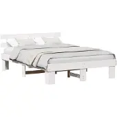 vidaXL Bedframe met hoofdeinde Wit 160 x 200 cm Massief grenenhout