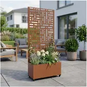 Casa.pro Tuinscherm Bernalda met plantenbak op wielen 190x82x38 cm bruin