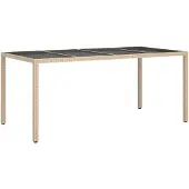 vidaXL Tuin Tafel Beige poly rattan