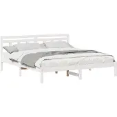 vidaXL Bedframe, wit, 200 x 200 cm, massief grenenhout