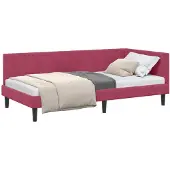 vidaXL Hoek Bed Frame met hoofdeinde Wijnrood 90 cm x 190 cm Fluweel
