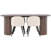 Ebuy24 Härön eethoek tafel 90x200cm en 4 velours stoelen mocca.