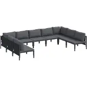 vidaXL Tuinbank Set 9 st Zwart Staal