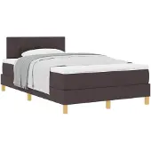vidaXL Boxspring bed met kussen Donkerbruin 120 x 190 cm Stof