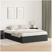 vidaXL Opbergbedframe met opslag Zwart Eiken 160 x 200 cm Bewerkt hout