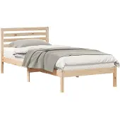 vidaXL Bedframe met hoofdeinde Bruin 90 x 210 cm Massief grenenhout