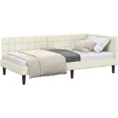 vidaXL Hoekbed met hoofdeinde, crème, 90 cm x 200 cm, fluweel