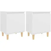 vidaXL Nachtkastjes 2 st met massief houten poten 40x30x50 cm wit