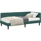 vidaXL Hoekbedframe met Matras met hoofdeinde 2 st Groen Fluweel