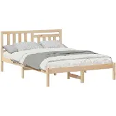 vidaXL Bedframe met hoofdeinde Bruin 140 x 190 cm Massief grenenhout