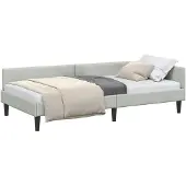 vidaXL Hoek Bed Frame met hoofdeinde Lichtgrijs 90 cm x 190 cm Fluweel
