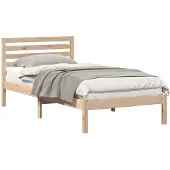 vidaXL Bedframe met hoofdeinde Bruin 90 x 200 cm Massief grenenhout