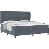 vidaXL Boxspringbed met hoofdeinde, donkergrijs, 200 x 200 cm, fluweel