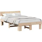 vidaXL Bedframe met hoofdeinde, naturel, 120 x 200 cm, massief grenenhout
