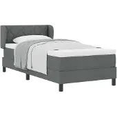 vidaXL Boxspring bed met hoofdeinde Donkergrijs 90 x 200 cm Stof