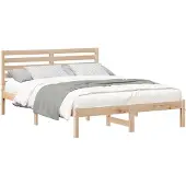 vidaXL Bedframe met hoofdeinde Bruin 140 x 190 cm Massief grenenhout