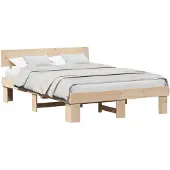 vidaXL Bedframe met hoofdeinde Naturel 150 x 200 cm Massief grenenhout