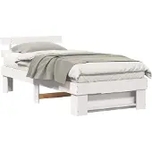 vidaXL Bedframe met hoofdeinde Wit 90 x 200 cm Massief grenenhout