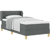vidaXL Boxspring bed met hoofdeinde Donkergrijs 100 x 200 cm Stof