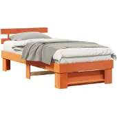vidaXL Bedframe, wassenbruin, 100 x 200 cm, massief dennenhout