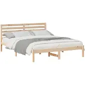 vidaXL Bedframe met hoofdeinde Bruin 150 x 200 cm Massief grenenhout