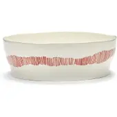 Serax Ottolenghi Feast saladeschaal Ø27,5 cm White stripes-red