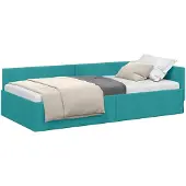 vidaXL Hoek Bed Frame met hoofdeinde Turquoise 90 cm x 200 cm Fluweel