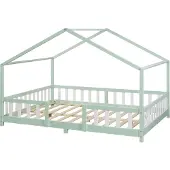 En.casa Kinderbed Treviolo huisbed 140x200 cm mint en wit []